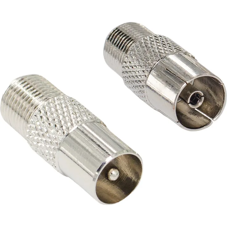 HB-Digital 2-Teiliges SAT Antennen Adapter Set - Antennen-Stecker (männlich) und Antennen-Buchse (weiblich) auf F-Buchse (SAT, weiblich)