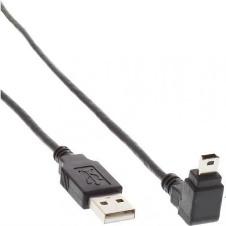 InLine 34205 USB 2.0 Mini-Kabel, Stecker A an Mini-B Stecker (5pol.) unten abgewinkelt 90°, schwarz, 0,5m