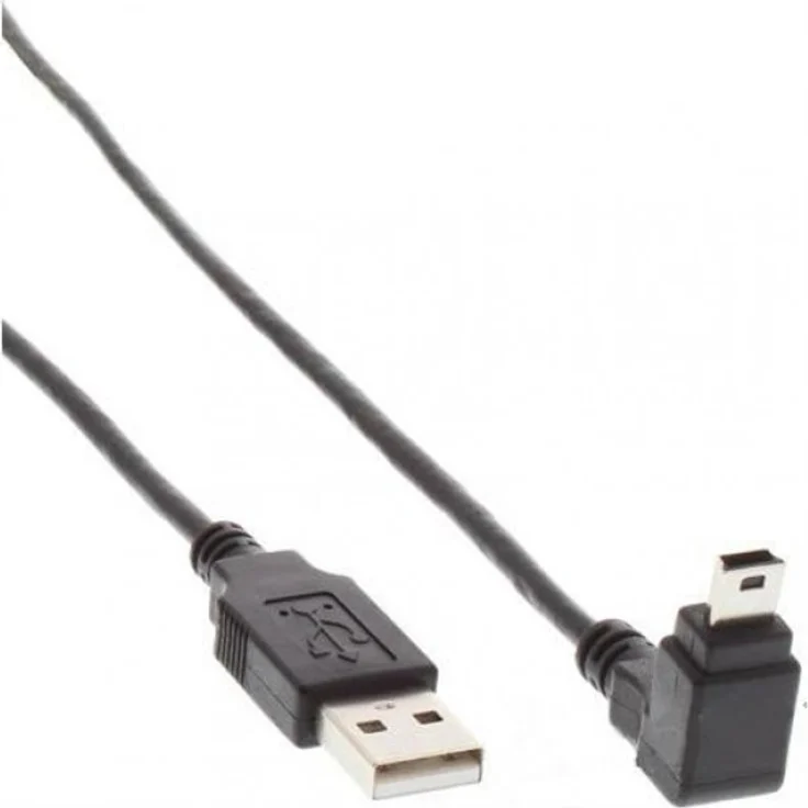 InLine 34205 USB 2.0 Mini-Kabel, Stecker A an Mini-B Stecker (5pol.) unten abgewinkelt 90°, schwarz, 0,5m – Bild 1