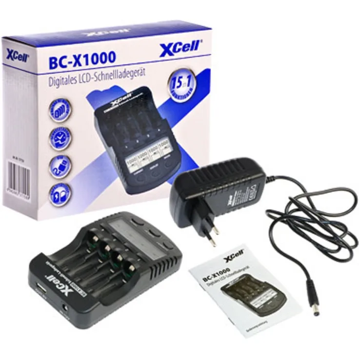 1x XCell Schnellladegerät- LCD Anzeige-USB Anschluss- Refresh...