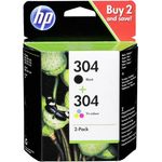 HP Tinte Kombi-Pack 304 Combo Pack Original Schwarz, Cyan, Magenta, Gelb (3JB05AE)