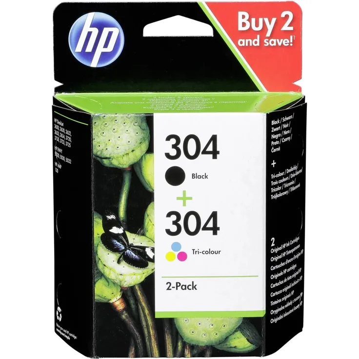 HP Tinte Kombi-Pack 304 Combo Pack Original Schwarz, Cyan, Magenta, Gelb (3JB05AE)