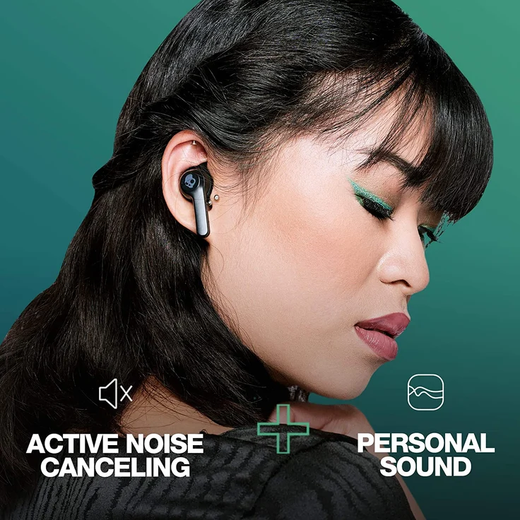 Skullcandy Indy ANC True Wireless In-Ear-Kopfhörer mit Bluetooth, Mikrofon, Noise Cancelling, wasserfest, geeignet für Sport, schwarz – Bild 7
