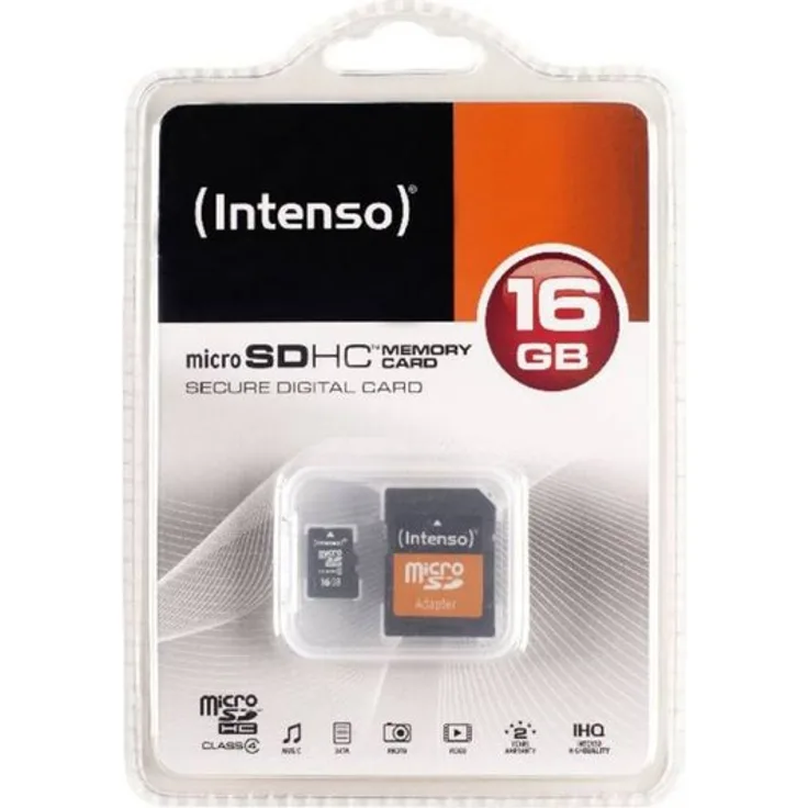 Intenso Micro SDHC 16GB Class 4 Speicherkarte inkl. SD-Adapter