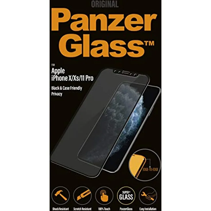PanzerGlass Schutzglas Privacy Case Friendly für iPhone 5.8 Zoll, Black