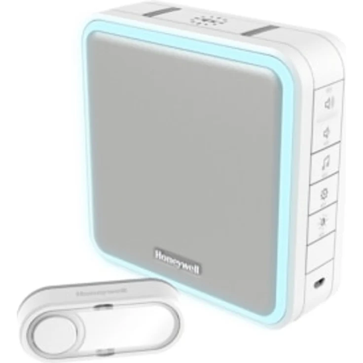 Honeywell Home Funk-Gong-Set 8 Töne 90dB mit Reichweitenverstärker, Lichtring und LED-Blitzlicht, weiß, DC915S – Bild 1