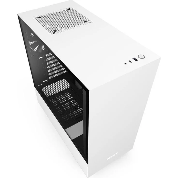 NZXT H510 - Kompaktes ATX-Mid-Tower-Gehäuse für Gaming-PCs - Front I-O USB Type-C Port - Tempered Glass-Seitenfenster - managementsystem - Für Wasserkühlung nutzbar - Weiß-Schwarz – Bild 3