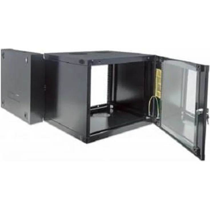 INTELLINET 48,3cm Wandverteiler 9 HE 450mm tief 19Zoll mit Schwenkrahmen BxHxT 460x 540x 450 unmontiert schwarz (713764)