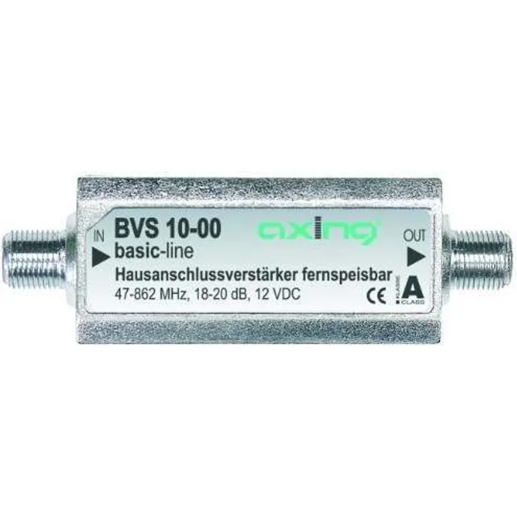 Axing BVS 10-00 Miniatur-Inline-Verstärker 12 V für Kabelfernsehen oder Antene (20 dB, 47-862 MHz)