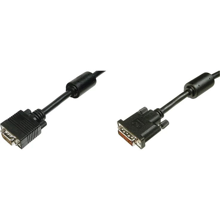 Assmann AK-320300-020-S DVI Adapterkabel (DVI-I, HD15, (24+5)-polig, 2x Ferrit, Stecker auf Stecker, 2 m, Dual Link)