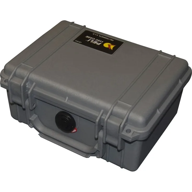 PELI 1150 Schützender Kamerakoffer für Optische und Elektronische Instrumente, IP67 Wasser- und Staubdicht, 3L Volumen, Hergestellt in den USA, Ohne Schaum, Silber