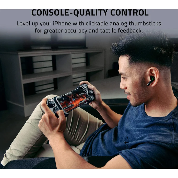 Razer Kishi für iOS (iPhone), Smartphone Gaming Controller, USB-C Anschluss, ergonomisches Design, individuelle Passform, Analog-Stick, ultra niedrige Latenz, schwarz (RZ06-03360100-R3M1) – Bild 4