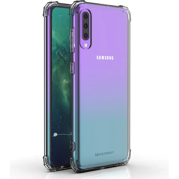 WOZINSKY Silikon TPU Case Panzer Hülle, geeignet für Samsung Galaxy A70, Handy-Schutzhülle, transparent