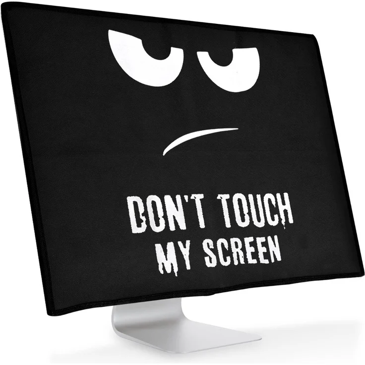 kwmobile Hülle kompatibel mit 31-32'' Monitor - PC Bildschirm Schutzhülle - Computer Cover Case Don't Touch My Screen Weiß Schwarz
