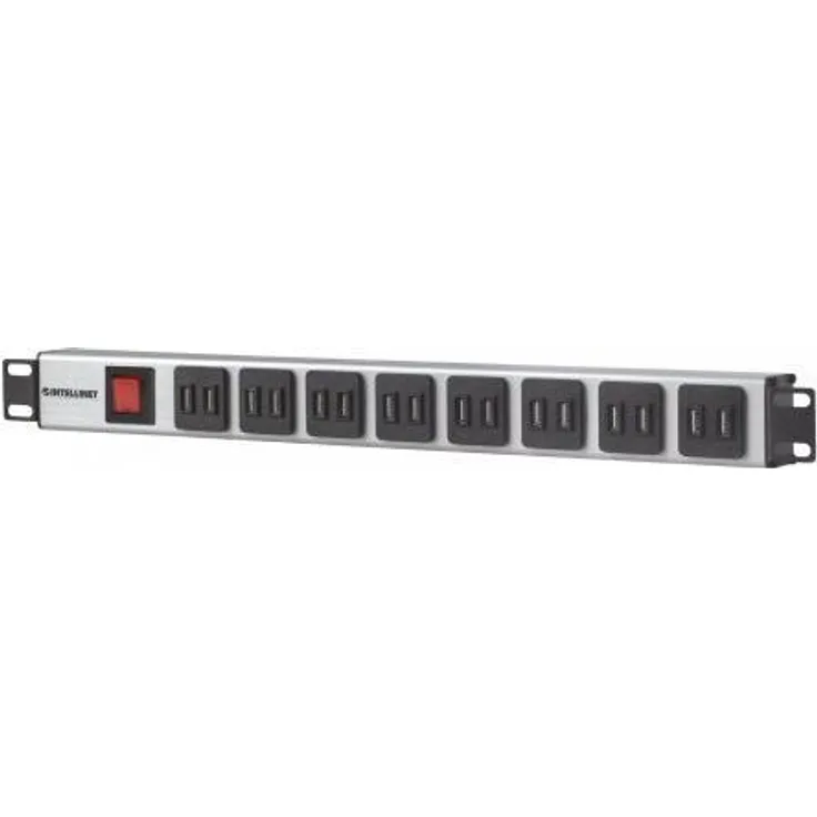 Intellinet 164580 19'' Steckdosenleiste mit 16 USB-Ladeports Netzschalter max. 2,1 A Ausgangsleistung pro Modul 2 m Stromkabel mit Schutzkontaktstecker (E 7-7) 1 HE
