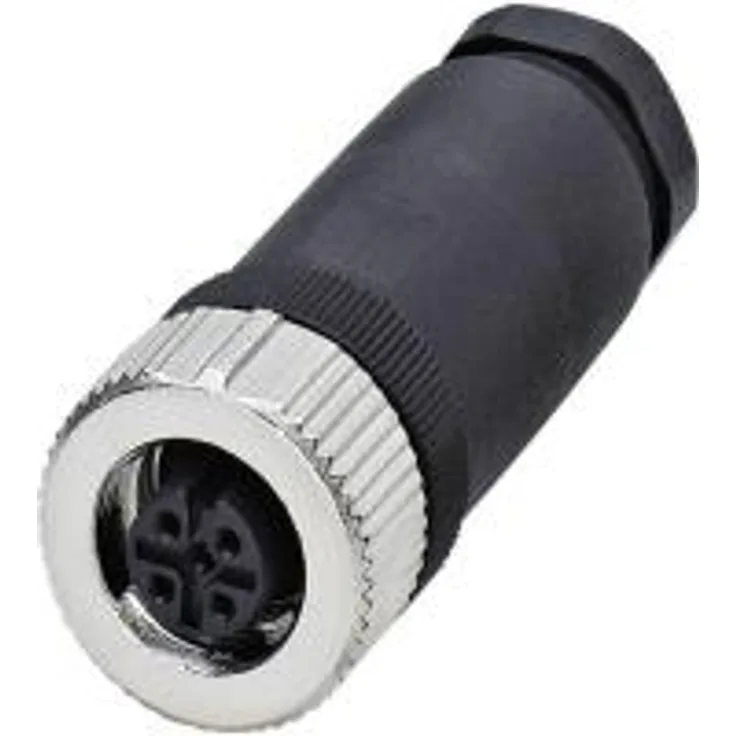 Phoenix 1662968 M12 Stecker aus Edelstahl (M12, Schwarz, Edelstahl, Zink, Nickel, IP67, 60 DC, 48 AC)
