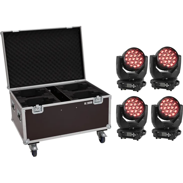 Eurolite Set 4x LED TMH-X4 Moving-Head Wash Zoom + Case