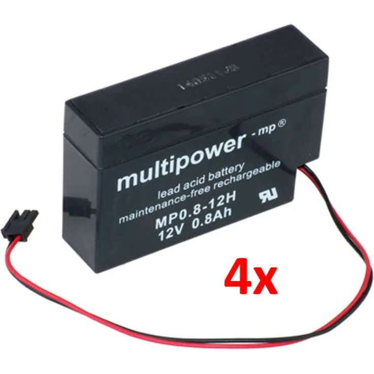 4x Multipower Blei-Akku MP0,8-12H Pb 12V 0,8Ah Heim und Haus...