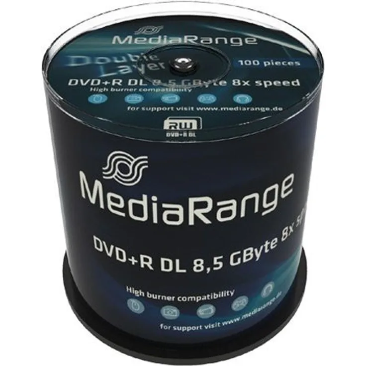 MediaRange DVD+R Double Layer 8.5Gb|240Min 8-fache Schreibgeschwindigkeit, 100er Cakebox
