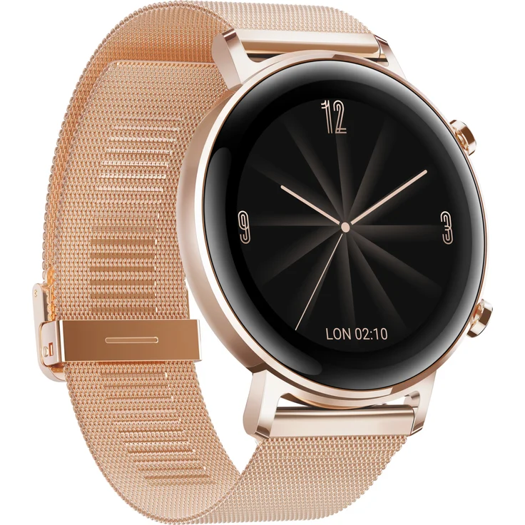Huawei Watch GT2 Smartwatch GPS, Unisex, 42mm, Schwarz/Refined Gold – Bild 1