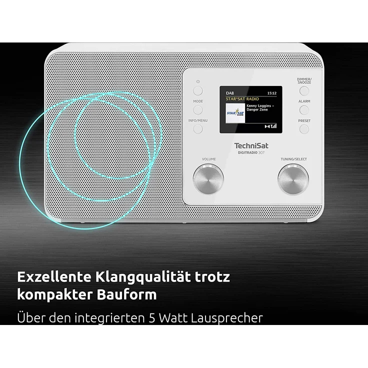 TechniSat Digitradio 307 Digitalradio mit Wecker, TFT-Display, weiß – Bild 5