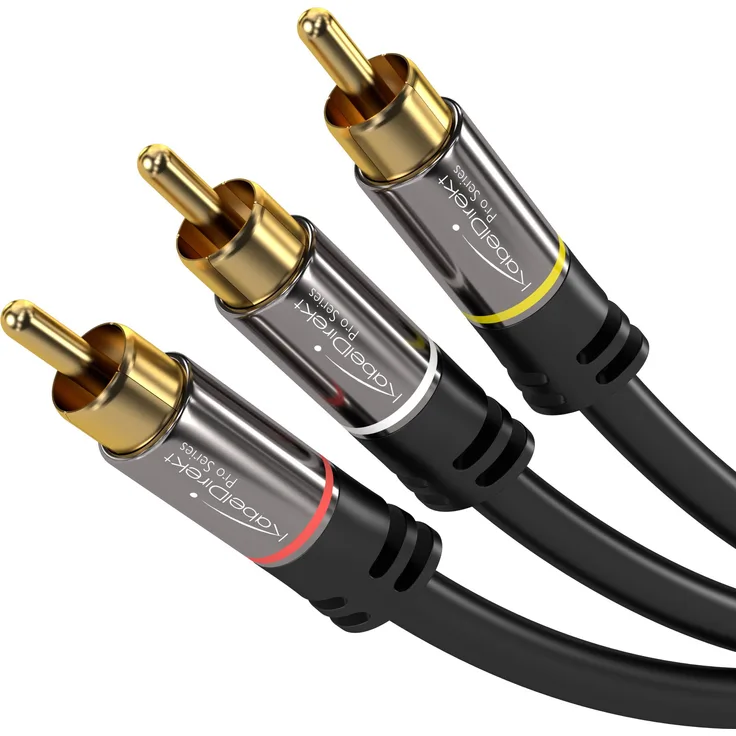 KabelDirekt - Stereo Cinch Audio Video Kabel - 2m - (3 Cinch zu 3 Cinch, RCA-Kabel) - PRO Series