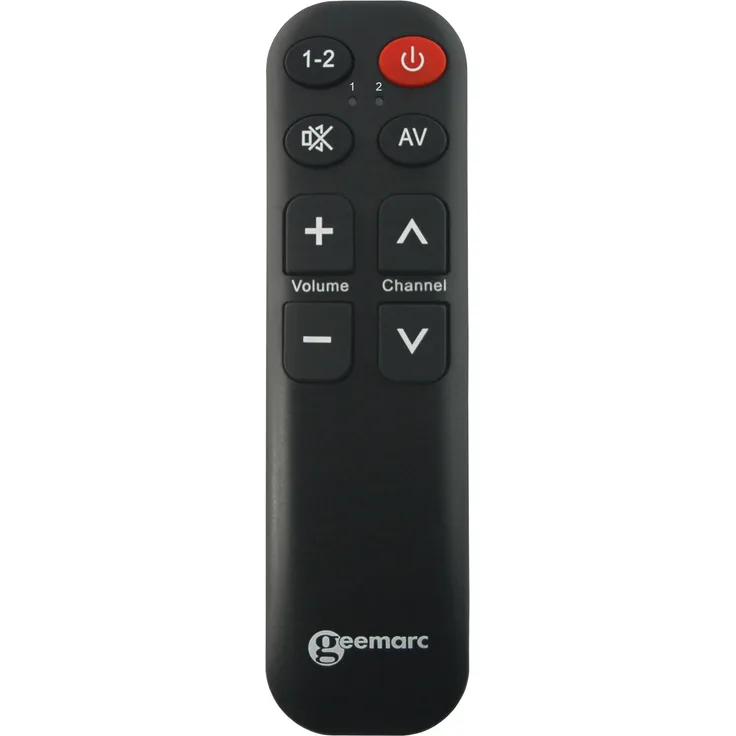Geemarc TV-5_BLK Lernfähige Universalfernbedienung mit großer Schrift und Tasten für bis zu zwei Geräte Schwarz