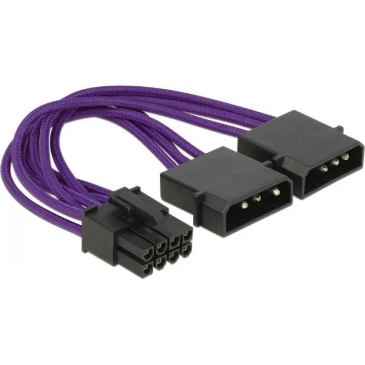 DeLOCK - Netzteil - PCI-Express-Stromversorgung, 8-polig (M) - interne Stromversorgung, 4-polig (M) - 15cm - Violett (83705)