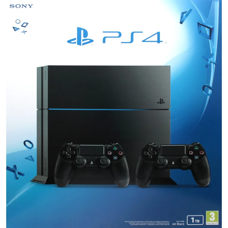 Sony PlayStation 4 1TB schwarz (neues Modell) + 2. Controller – Bild 1