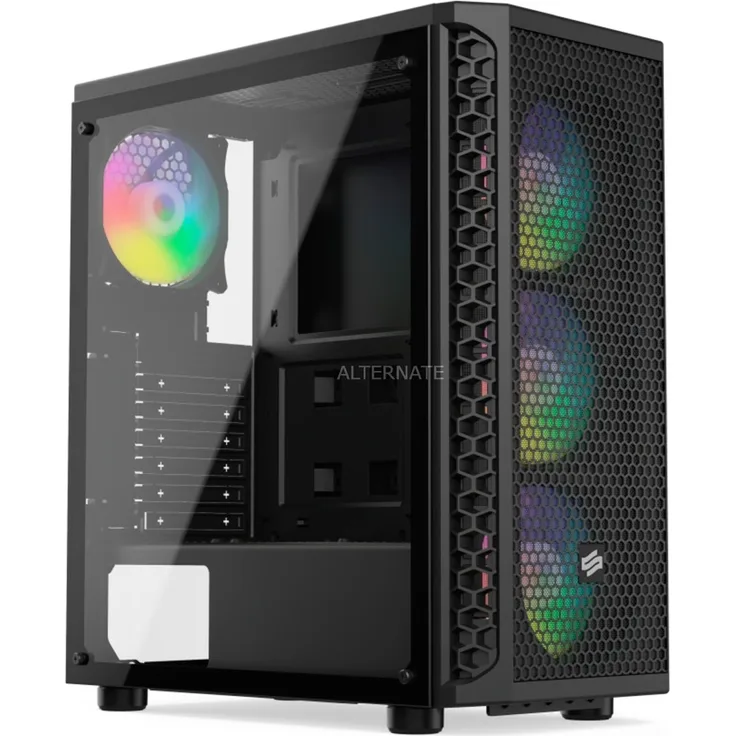 SilentiumPC Signum SG1V EVO TG ARGB Tower-Gehäuse, schwarz, Tempered Glass