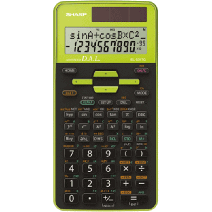Sharp EL-531 TG-GR Wissenschaftlicher Schulrechner (D.A.L.-Eingabe, Solar--Batteriebetrieben) grün