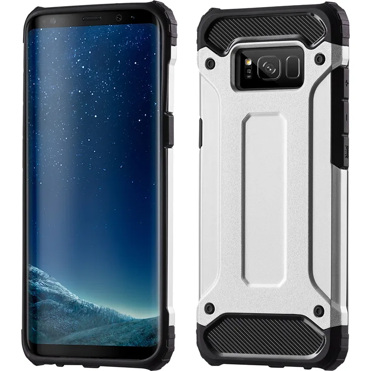 cofi1453 Hybrid Armor Silikon Hülle Case, geeignet für Huawei Mate 20 lite, Handy-Schutzhülle, silber