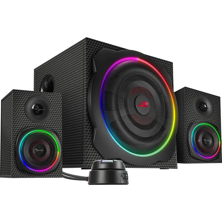 Speedlink GRAVITY CARBON RGB 2.1 Subwoofer Lautsprechersystem - 120W Peak-Power, Bluetooth-Verbindung zum Smartphone-Tablet - schwarz Subwoofer schwarz