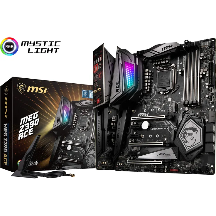 MSI MEG Z390 A LGA1151 (Intel 8th and 9th Gen) M.2 USB 3.1 Gen 2 DDR4 Wi-Fi SLI CFX ATX Z390 Gaming Motherboard