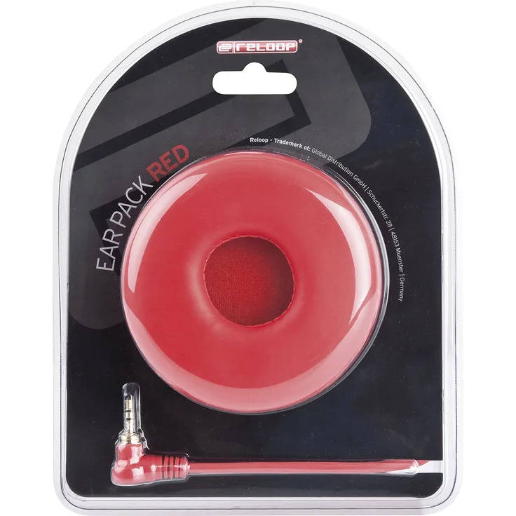 Reloop Ear Pack Red - Spiralkabel, Satz Ohrpolster mit kleiner Aussparung für komfortables Tragen