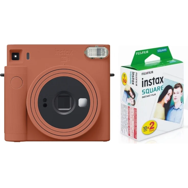 Fujifilm Instax SQUARE SQ1 terracotta orange EX D Sofortbildkamera + Fujifilm Instax SQUARE Film Doppelpack