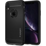 Spigen Rugged Armor Hülle, geeignet für Apple iPhone XR, robuste TPU Silikon Schutzhülle, stylisch, Karbon Design, Handyhülle, Case, Handy-Schutzhülle, schwarz (064CS24871)