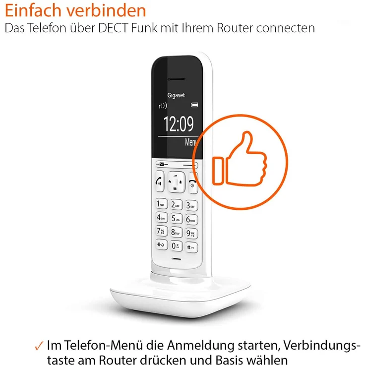 Gigaset CL390HX Universal Mobilteil, Design Telefon, geeignet für FRITZ!Box und HD Voice Freisprechfunktion, schnurloses DECT Telefon mit großem Grafik Display, Lucent White, VoIP-Telefon, weiß – Bild 5