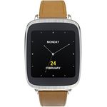 Asus Zenwatch WI500Q-1A0002 (4,14cm Touchscreen, Qualcomm Snapdragon 400 APQ8026, 4GB, Lederarmband braun) silber