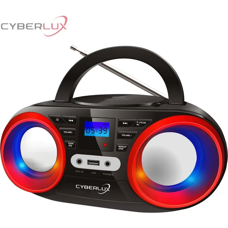Cyberlux CD-Player tragbares Kinder Radio Schwarz/Rot