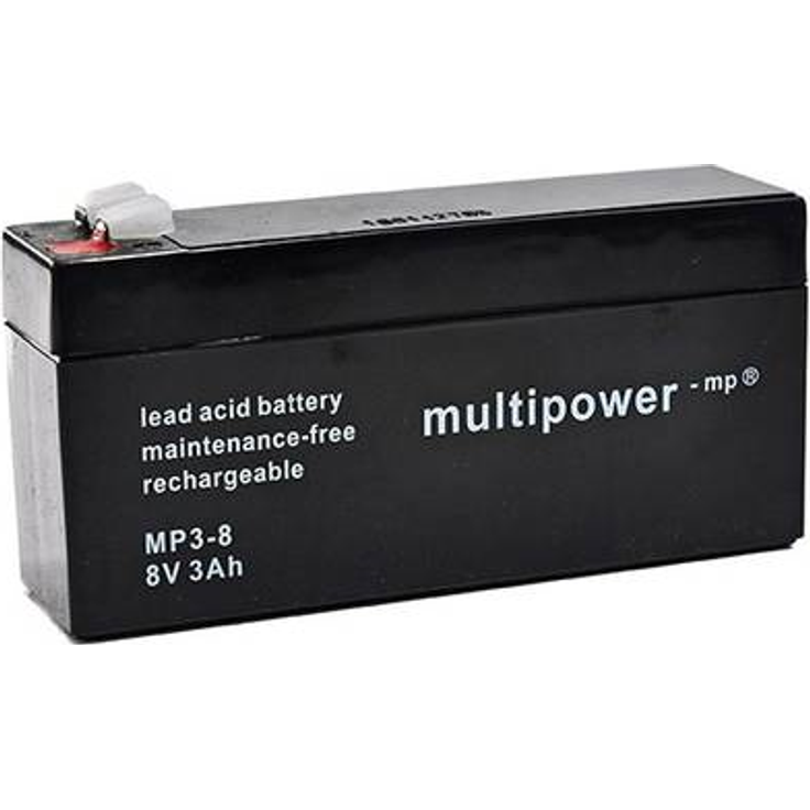 multipower PB-8-3 MP3-8 Bleiakku 8 V 3.2 Ah Blei-Vlies (AGM) (B x H x T) 134 x 69 x 36.5 mm Flachstecker 4.8 mm Wartungsfrei, Geringe Selbstentladung (MP3-8)