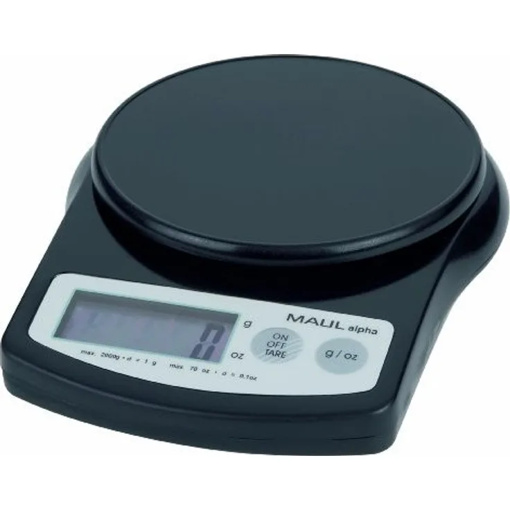Maul 1642090 Briefwaage MAULalpha, Kunststoff, Batterie, Tragkraft 2000 g, Schwarz, 1 Stück