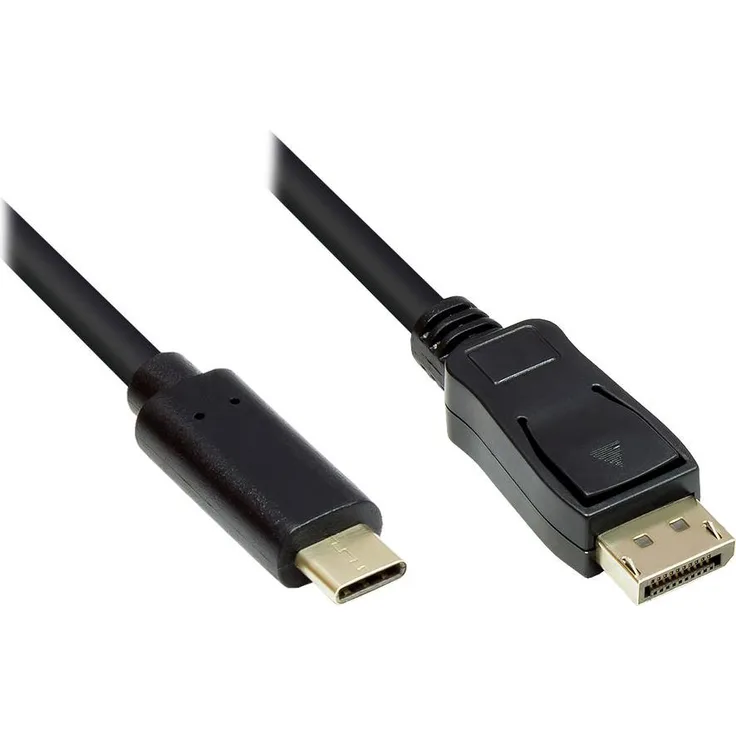 Good Connections Adapterkabel - USB-C Stecker an Displayport 1.2 - DP 1.2 Stecker - 4K - UHD 60Hz - KUPFERLEITER - 5 m - schwarz