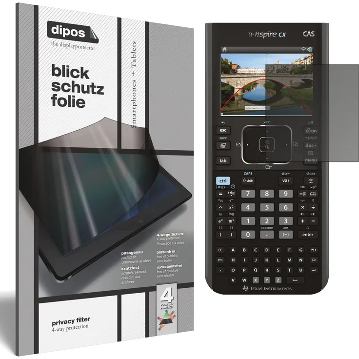 Texas Instruments TI Nspire CX CAS Taschenrechner Schutzfolie Blickschutzfolie - Privacy Filter Displayschutzfolie mit AntiReflex Effekt
