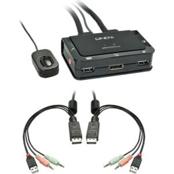 Lindy Compact 2 Port KVM Switch - KVM-/Audio-/USB-Switch - USB - 2 x KVM/Audio/USB - 1 lokaler Benutzer - Desktop (42343)