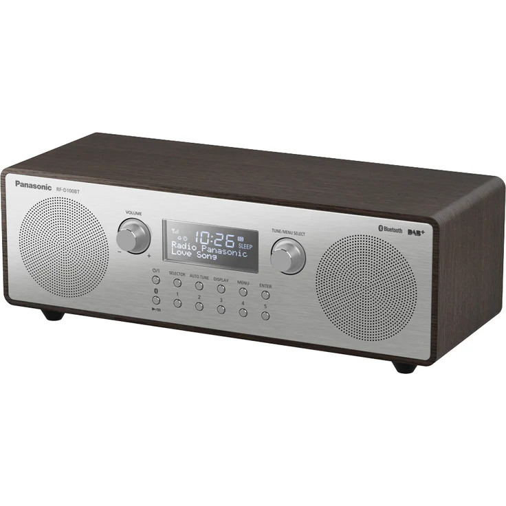 Panasonic RF-D100BTEGT Digitalradio im Retro-Design (Stereo Klang, DAB+, UKW Tuner, Netz- und Batteriebetrieb, Bluetooth, AUX) Braun-Silber – Bild 1