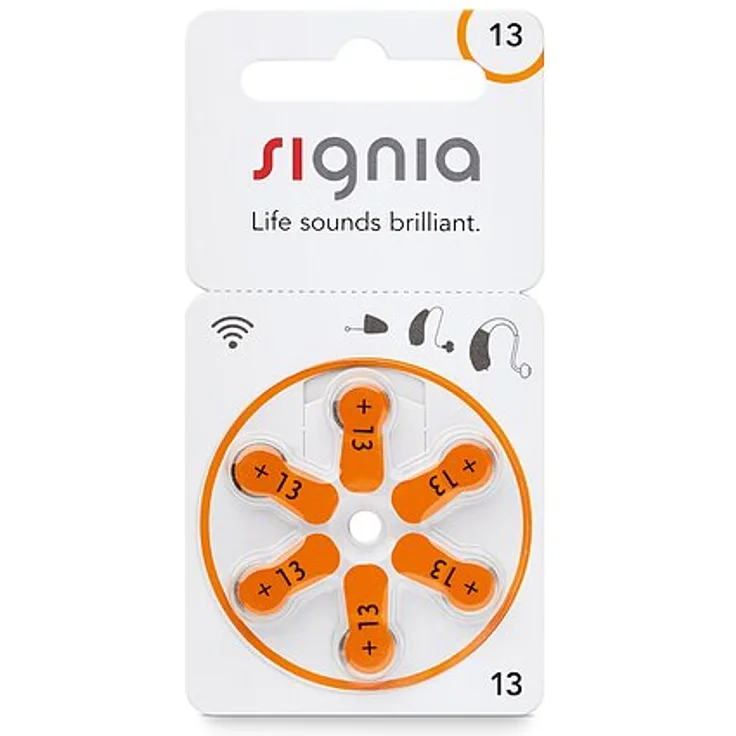 Signia Hörgerätebatterien - PR48 Typ 13 Orange - 6er Packung