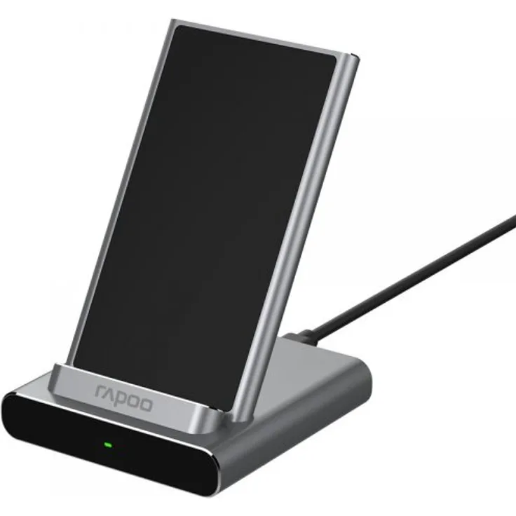 Rapoo XC350 Kabellose Schnellladestation Silber Metall QI-Dual-Ladestand 10W