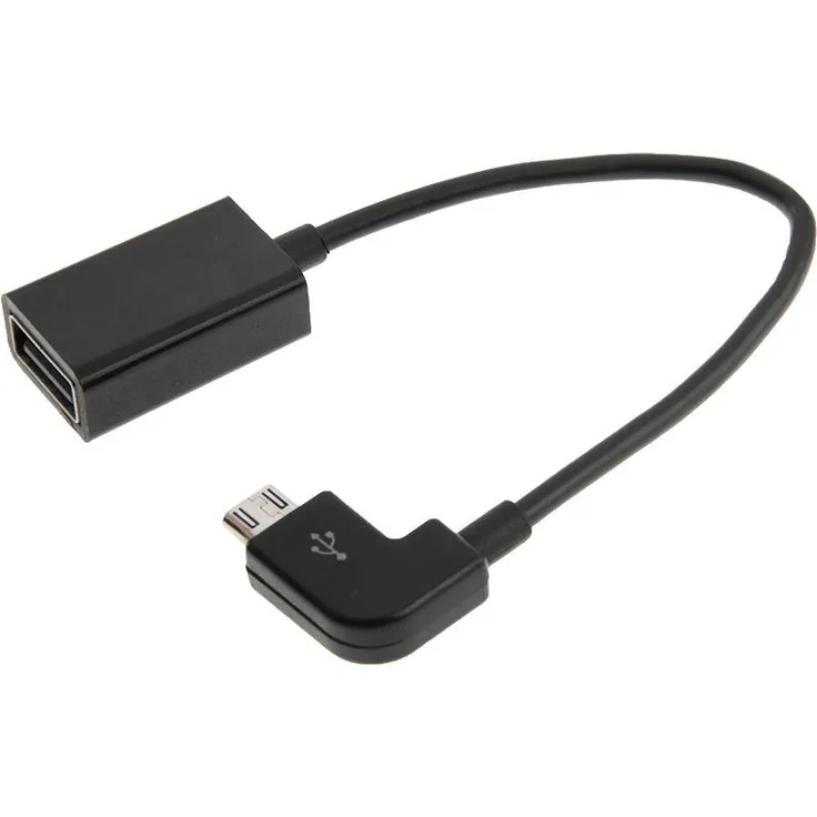 USB OTG (On-the-go) - Adapter-Kabel USB-Buchse auf abgewinkelten Micro USB-Stecker für Samsung Galaxy Note, Note II, Note III, Note IV - 10cm schwarz