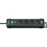 Brennenstuhl Premium-Line, Steckdosenleiste 4-fach (Steckerleiste mit Schalter und 1,8m Kabel -45° Winkel der Schutzkontakt-Steckdosen, Made in Germany) schwarz